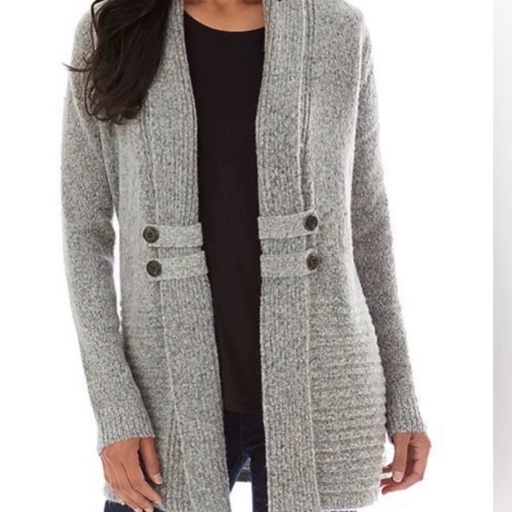 AB Studio Women's Gray Cardigan Sweater